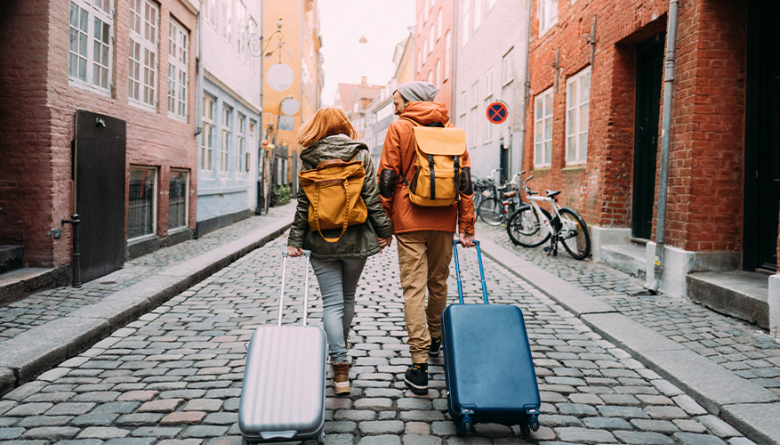 Walking down cobblestone roads in Europe